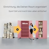 thumbnail of Aktenschrank abschließbar KADO - 5 Ebenen, Flügeltüren | Metallschrank Werkstatt Büroschrank aus Stahl Werkzeugschrank, 195x90x40cm Rosa