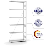 thumbnail of PROREGAL Fachbodenregal Stecksystem | Anbauregal | HxBxT 250x100x30cm | 6 Ebenen | Fachlast 300 kg | Einseitig nutzbar | Lichtgrau