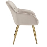 thumbnail of tectake Eetkamerstoel Marilyn, fluweellook, gecapitonneerd - taupe/goud, Set van 2 - 405788