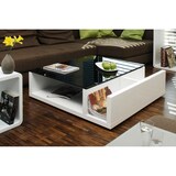 thumbnail of SalesFever Couchtisch mit 3 Ablagefächern | 12 mm Sicherheitsglas-Tischplatte | B 100 x T 100 x H 30 cm | weiß – schwarz