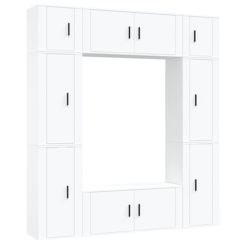 Helloshop26 - 8-delige meubelset bestaande uit kledingkast dressoir tv-meubel en televisie voor woonkamer slaapkamer of lounge wit 02_0025232