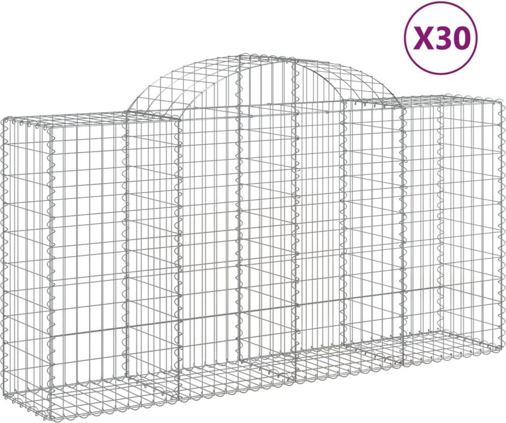 vidaXL Gabionen mit Hochbogen 30 Stk 200x50x100/120cm Verzinktes Eisen
