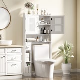thumbnail of HOMCOM estantería sobre inodoro con estante ajustable 2 puertas soporte para papel higiénico y estantes abiertos ahorra espacio para baño blanco