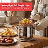 thumbnail of Frittiertopf 3,5L aus Edelstahl mit Frittierkorb & Glasdeckel – Induktion, Gas, Ceran & Elektro – Pommestopf Fritteuse Spülmaschinenfest
