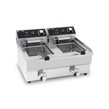 Friggitrice elettrica professionale 10 + 10 litri con rubinetto di scarico (230V) IDEAL - GOLDINOX. GOLDINOX