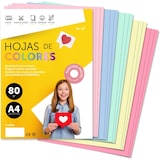 thumbnail of Folios de Colores A4 80gr 50 hojas,Papel colorido 80gr ideal para hacer Manualidades y Decoraciones, Folios A4. m-office  (50h, Surtido Pastel)