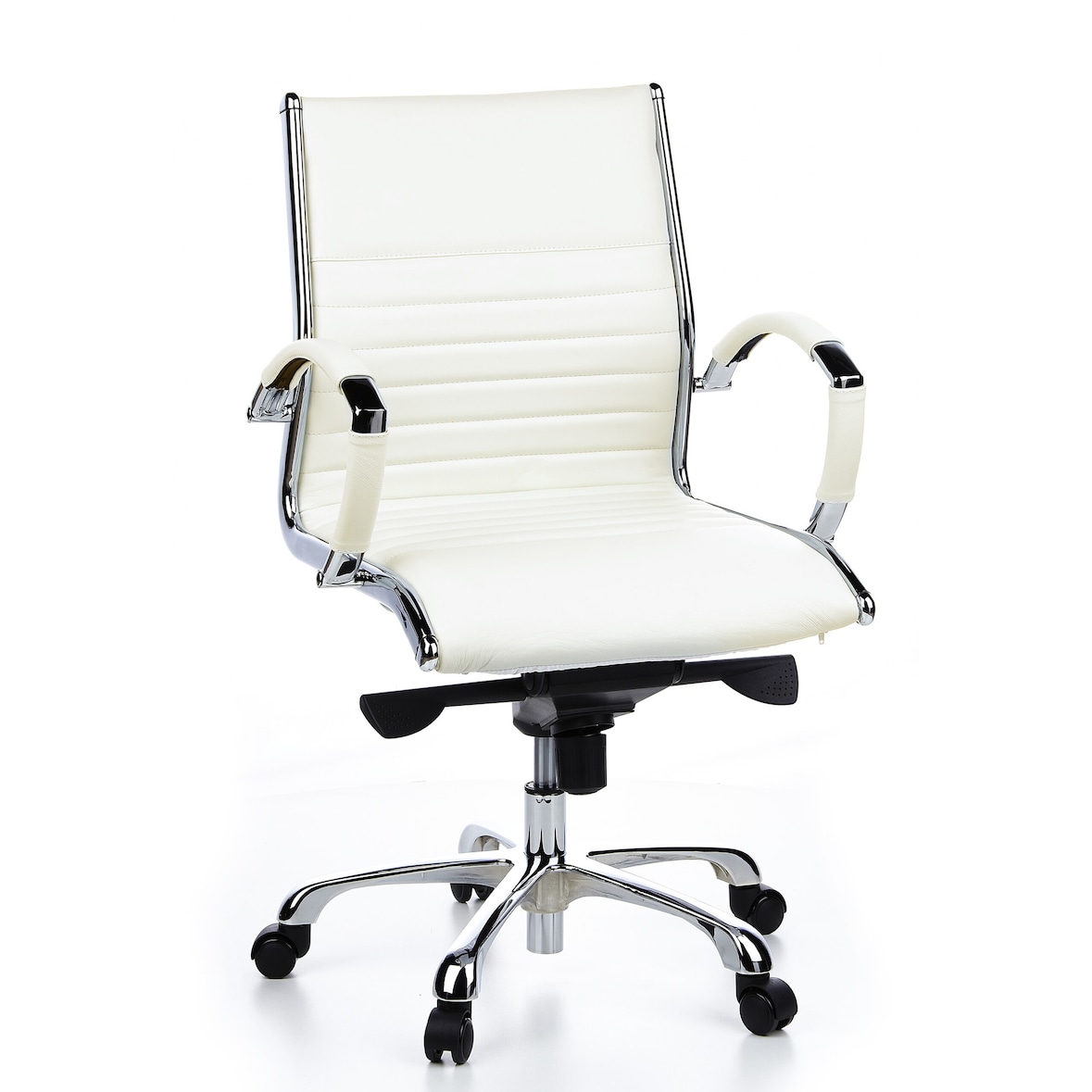 Sedia da ufficio / poltrona presidenziale PARMA 10 pelle bianco crema cromo hjh OFFICE