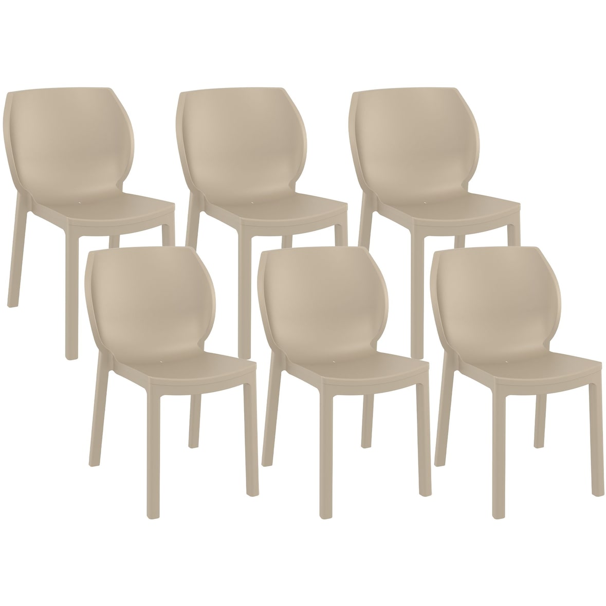 CLP 6er Set Gartenstühle Nora Kunststoff HBT: 80x58x59 cm taupe