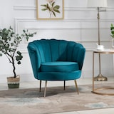 thumbnail of HOMCOM Poltrona Design Vintage in Velluto, Poltroncina Rétro da Camera, Soggiorno o Ufficio, Verde Petrolio 79x77x77cm