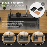 thumbnail of ML-Design Spülbecken Edelstahl 75 × 46 cm Anthrazit – Rechteckige Einbauspüle mit Wasserfall-Design, ausziehbarem Wasserhahn & Zubehör