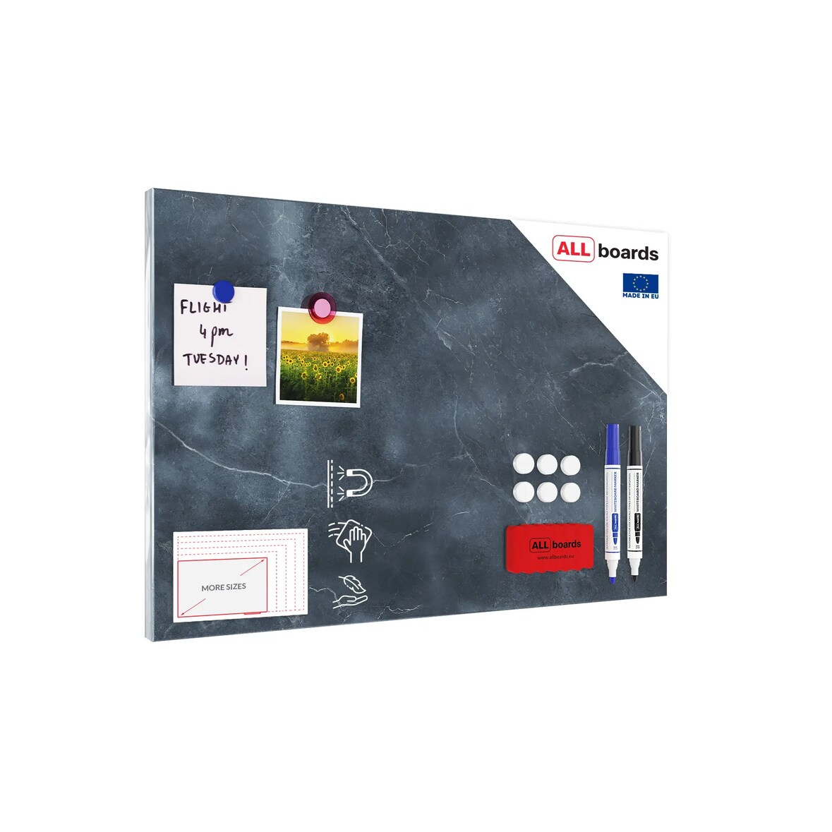 ALLboards Lavagna magnetica in acciaio ANTRACITE MARMO 60x40cm MetalBoards