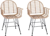 thumbnail of vidaXL Esszimmerstuhl 2 pcs Natur 44 x 44 x 74 cm Rattan und Eisen