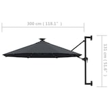 thumbnail of vidaXL Wandparasol met LED's en metalen paal 300 cm antracietkleurig
