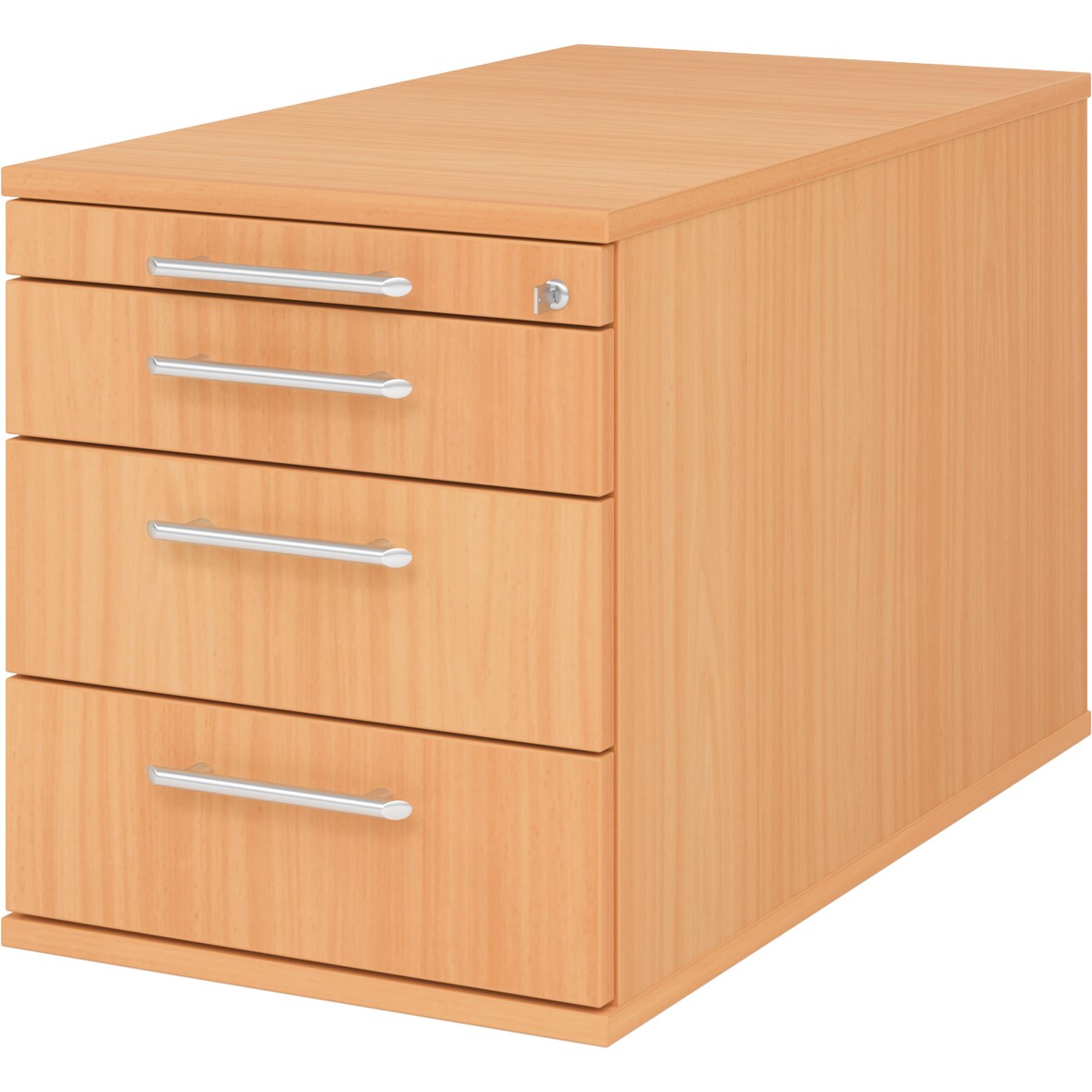 bümö Rollcontainer mit Schubladen, Container abschließbar aus Holz in Buche - Rollwagen für's Büro als Schreibtisch Unterschrank, Bürocontainer od.