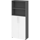 thumbnail of bümö Mehrzweckschrank 80cm breit, Aktenschrank o. Schuhschrank hoch, Regal Schrank-Kombi, Küchenschrank in Graphit/Weiß aus Holz, Vorratsschrank &