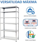 thumbnail of SimonRack Estantería Metálica, 2500x1200x500 mm, 6 Alturas, Bandeja Metal, 200 kg de Punto Flexión, Galvanizado - Simonclick