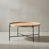 thumbnail of Couchtisch, Moderner Holztisch mit Eichenholz Furnier und stabilen Metallgestell, Elegantes, zeitloses Design. 78x78x40 cm | Kadima Design