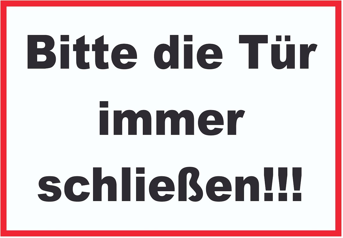 Schild Bitte die Tür immer schließen schwarz-weiss-rot A3 (297x420mm)