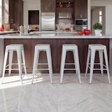 thumbnail of Conjunto de 4 bancos de bar HWC-A73, banco de bar, banco de balcão, design industrial em metal empilhável ~ branco