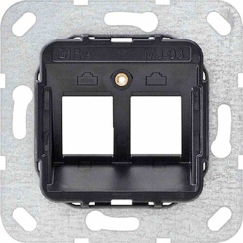 Tragring Zentralplatte, Modular-Jack, 2f, schwarz, ohne Beschriftungsfeld, 560300