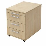 thumbnail of PROREGAL Rollcontainer Karri | Buche | HxBxT 59x42,8x58cm | Relinggriff | 3 Schübe | Kugelführung, Teilauszug