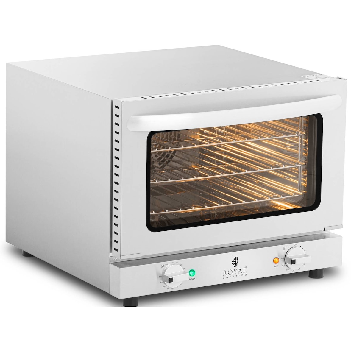 Royal Catering - Royal Catering Four À Convection Air Pulsé RCCO-2.1(2 150 W, 70-250 °C, Minuterie 0-120 minutes, 3 Grilles Incluses, Inox)