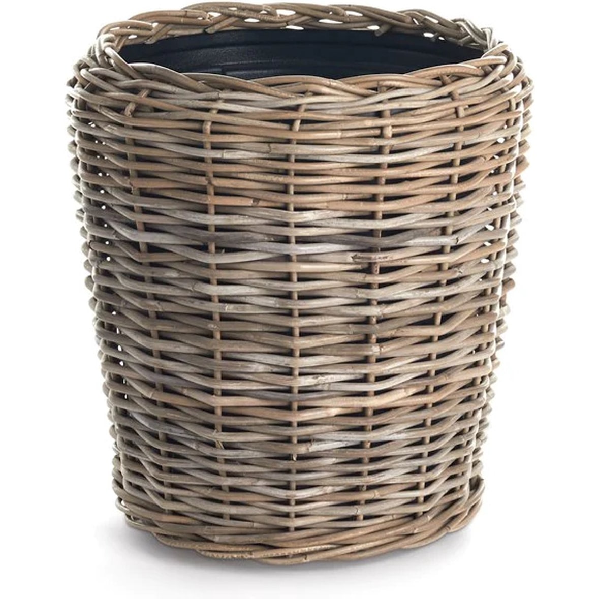 Maceta Seca de Ratán - ø 50 x 52 cm - Jardinera Sostenible con Interior de Plástico Reciclado Impermeable - Macetas de Interior - Gris