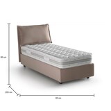 thumbnail of Dmora Einzelbett Daugust, Bettkasten mit Stoffbezug, 100 % Made in Italy, Öffnung vorne, inklusive Matratze 80 x 190 cm, Taupe