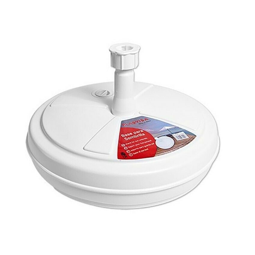 Base para sombrilla rellenable soporte redondo de polietileno blanco pie parasol