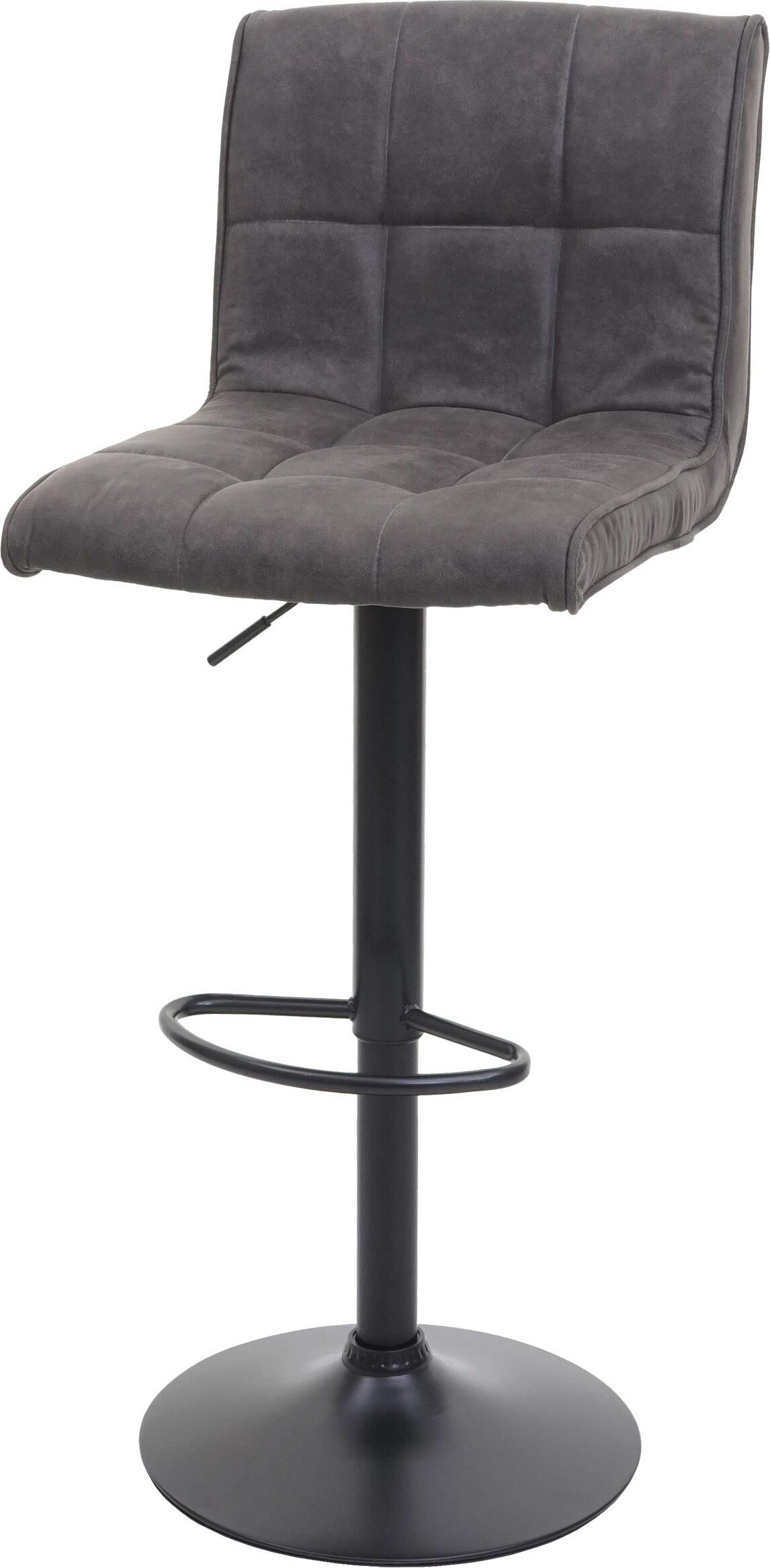 Barhocker HWC-B13, Barstuhl Tresenhocker, Wildlederimitat MVG-zertifiziert ~ vintage dunkelgrau