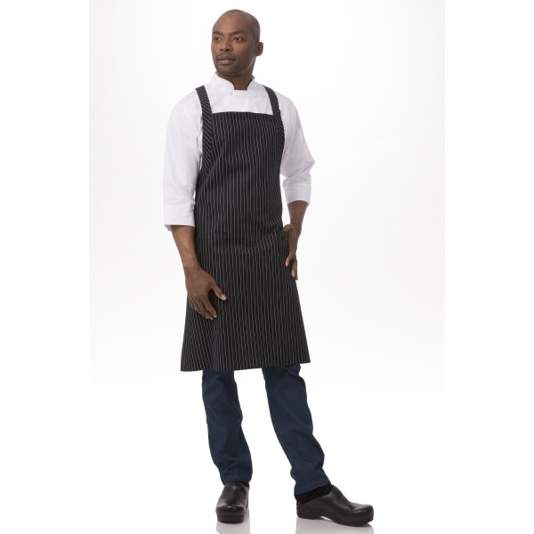 Chef Works® Basic CROSS BACK Latzschürze, tragekomfort, Schwarz-gestreift