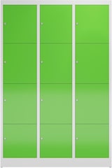 thumbnail of Fächerschrank Schließfachschrank 12 Fächer 1800 x 1200 x 500 mm, lichtgrau/gelbgrün X-523435