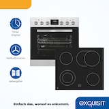 thumbnail of Exquisit Herd-Set EHE185-HBZ-020-Set inox | Energieeffizienzklasse A | 75 l Garraum | Glaskeramik Kochfeld | Herd-Set 60 cm