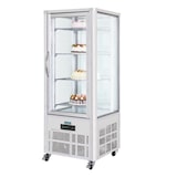 thumbnail of Vitrina refrigerada para pastelería, 4 estantes, acero inoxidable/cristal, 180 x 70,6 x 70,6 cm, refrigeración por aire, 400 L, plata, Polar GD881