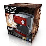 thumbnail of Adler AD 4404R Cafetera Espresso Manual 15 bares 1,6 L, Brazo Doble Salida, Espumador Leche, Calientatazas, 850W, Vermelho