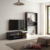 thumbnail of Meubels voor woonkamer, TV-Meubel, Lowboard, 260x35x186cm, Voor tv's tot 65", Elektrische haard, Moderne stijl, Wit en Zwart _ 89_14