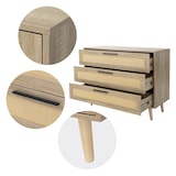thumbnail of ML-Design Kommode 3 Schubladen 100x77x40 cm Eiche Rattan Massivholzfüße Sideboard Wohnzimmer Flur