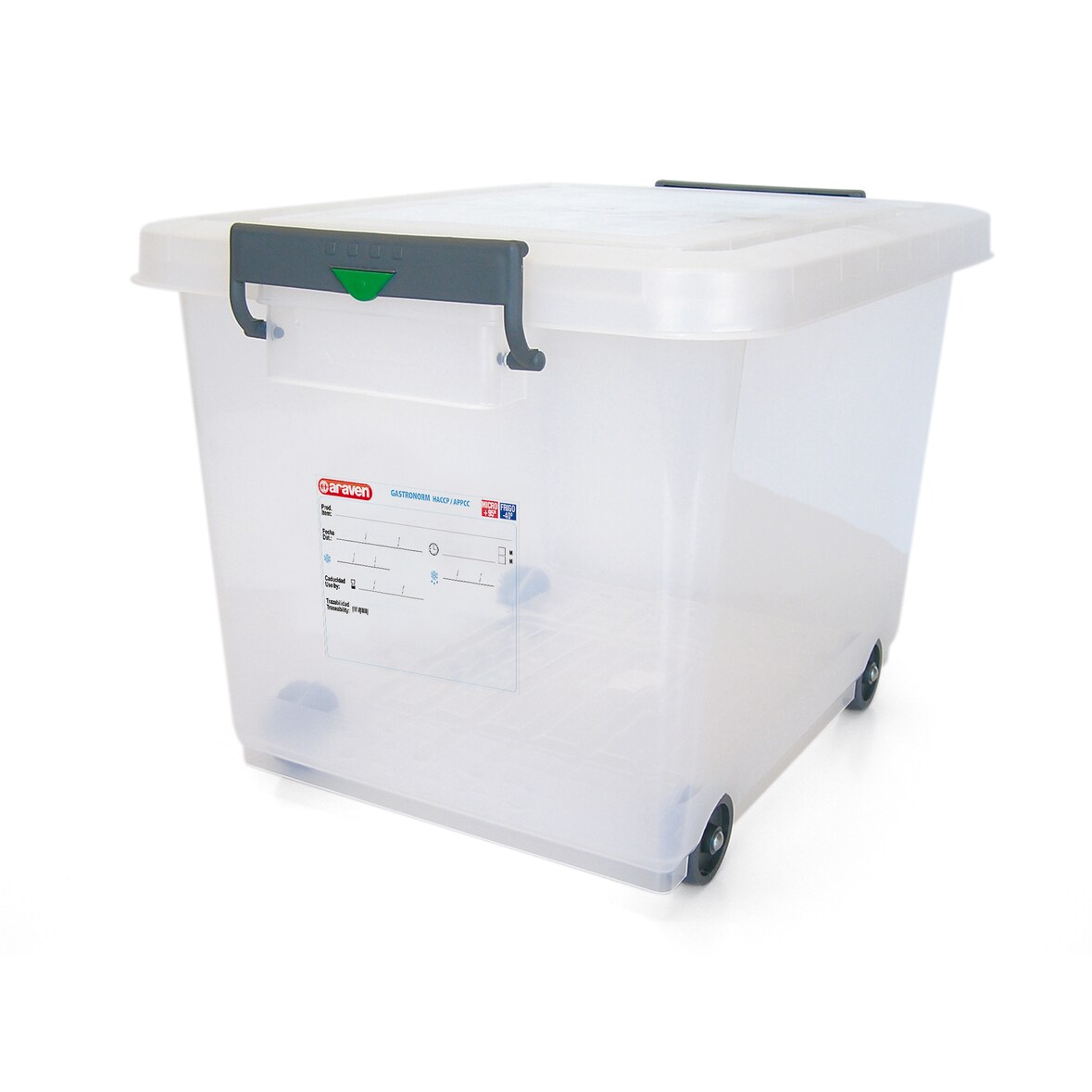 Araven Bak, 60 l, type Rolling bac + wielen, met deksel van polypropyleen, voor transport