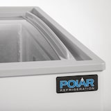 thumbnail of 200 l professionelle Gefriertruhe – 2 Glasschiebetüren – Umluftkühlung, Rollen – Polar