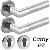 thumbnail of Türbeschlag Edelstahl Drückergarnitur CATHY Eingangstür Türgriff oval PZ - Profilzylinder Edelstahl