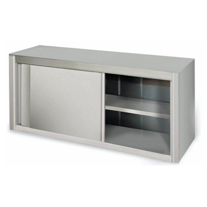 Pensile in acciaio inox con 2 porte scorrevoli e ripiano intermedio, dimensioni mm.1000x400x650h -mod.GDWCS104