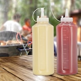 thumbnail of Relaxdays Quetschflasche, 4er Set, 1000 ml, für Saucen, Spritzflasche zum Befüllen, Squeeze Flasche, Kunststoff, klar