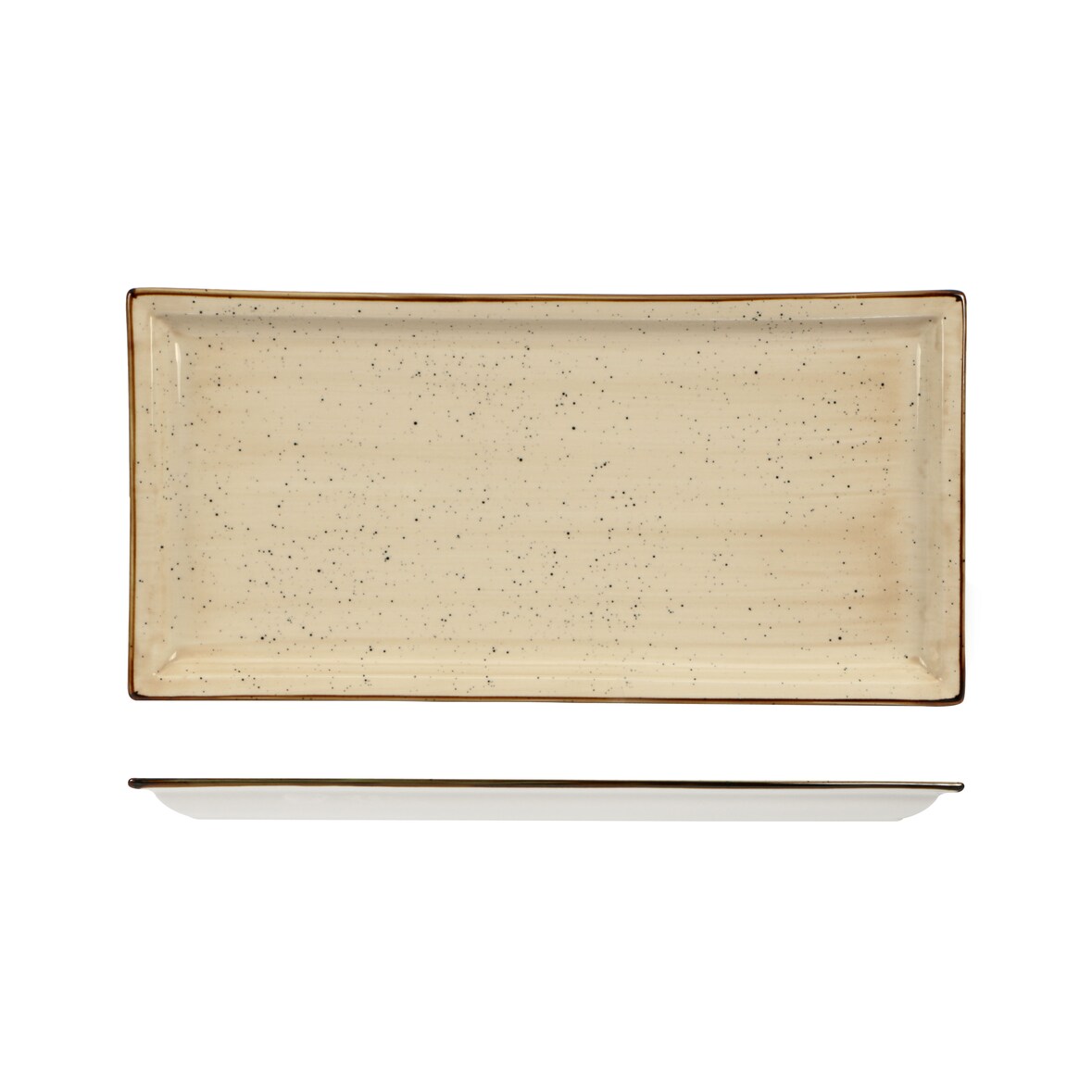 Lioness set 3 piatti rettangolari Justcolor in porcellana decorata color crema cm 35,6x18,2 H 2 HP9621-1096K1