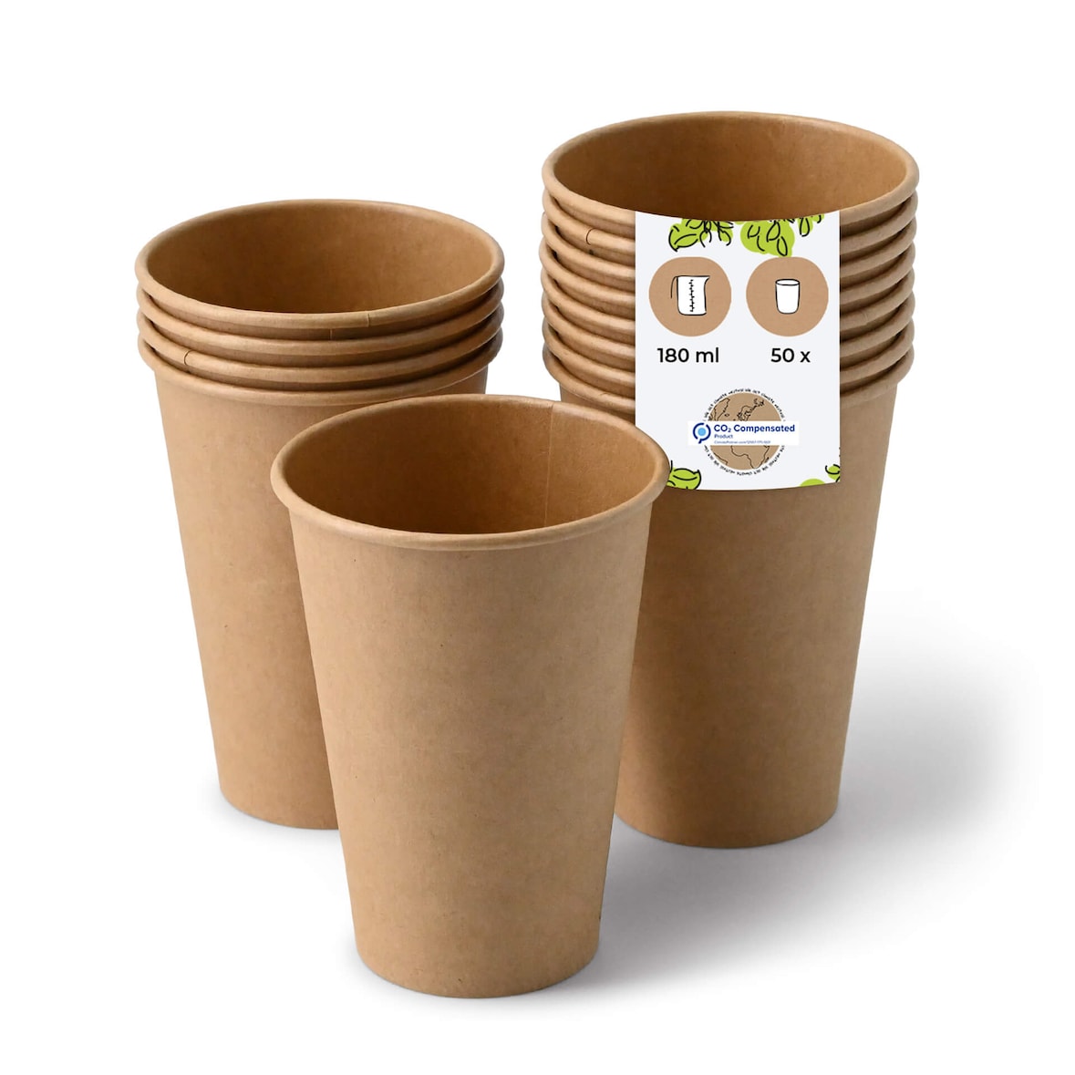 BIOZOYG Pappbecher 50 Stück 180 ml / 7,5 oz, braun - Becher für Heißgetränke - Kaffeebecher to go aus Pappe - Einwegbecher, Alternative zu Plastik