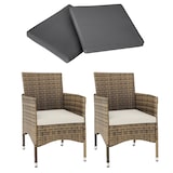 thumbnail of tectake Lot de 2 fauteuils de jardin en rotin avec 2 sets de housses - marron naturel/gris foncé - 404552