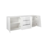 thumbnail of Dmora Kommode Sven, Küchen-Sideboard mit 4 Türen und 3 Schubladen, Wohnzimmer-Buffet, 100 % Made in Italy, cm 220x43h86, glänzend weiß