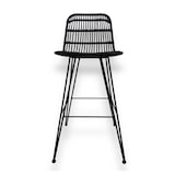 thumbnail of Tabouret de bar noir style nature aspect rotin en résine tressée et pieds en métal noir