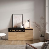 thumbnail of Credenza, Mobile, Cucina, Madia, mobile ingresso, 150x35x75cm, 3 Porte, Camino elettrico, Stile moderno, Rovere e nero _ 69_3