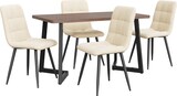 thumbnail of Essgruppe 5-teilig Esstisch mit 4 Stühlen Walnuss 117x68x75 cm Samtbezug Metallbeine schwarz, platzsparendes Küchen und Esszimmer Set