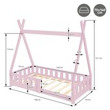 thumbnail of ML-Design Kinderbett Tipi 70 × 140 cm Rosa – Kiefernholz, mit Rausfallschutz & Lattenrost, Hausbett mit Zaun/Bodenbett